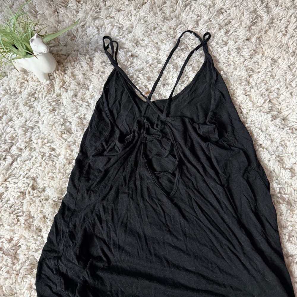 Rock Rose women’s crisscross back super cute, casual Classic Black Tank Top - Picture 3 of 5